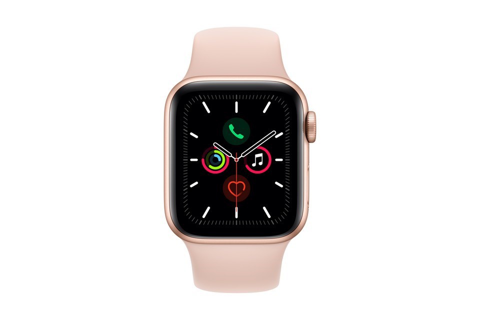 Apple Watch Series 5 GPS, 44mm viền nhôm vàng dây cao su hồng MWVE2VN/A